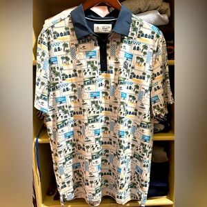 Men’s Penguin Golf polo shirt. Size- Large. Beach Club print.